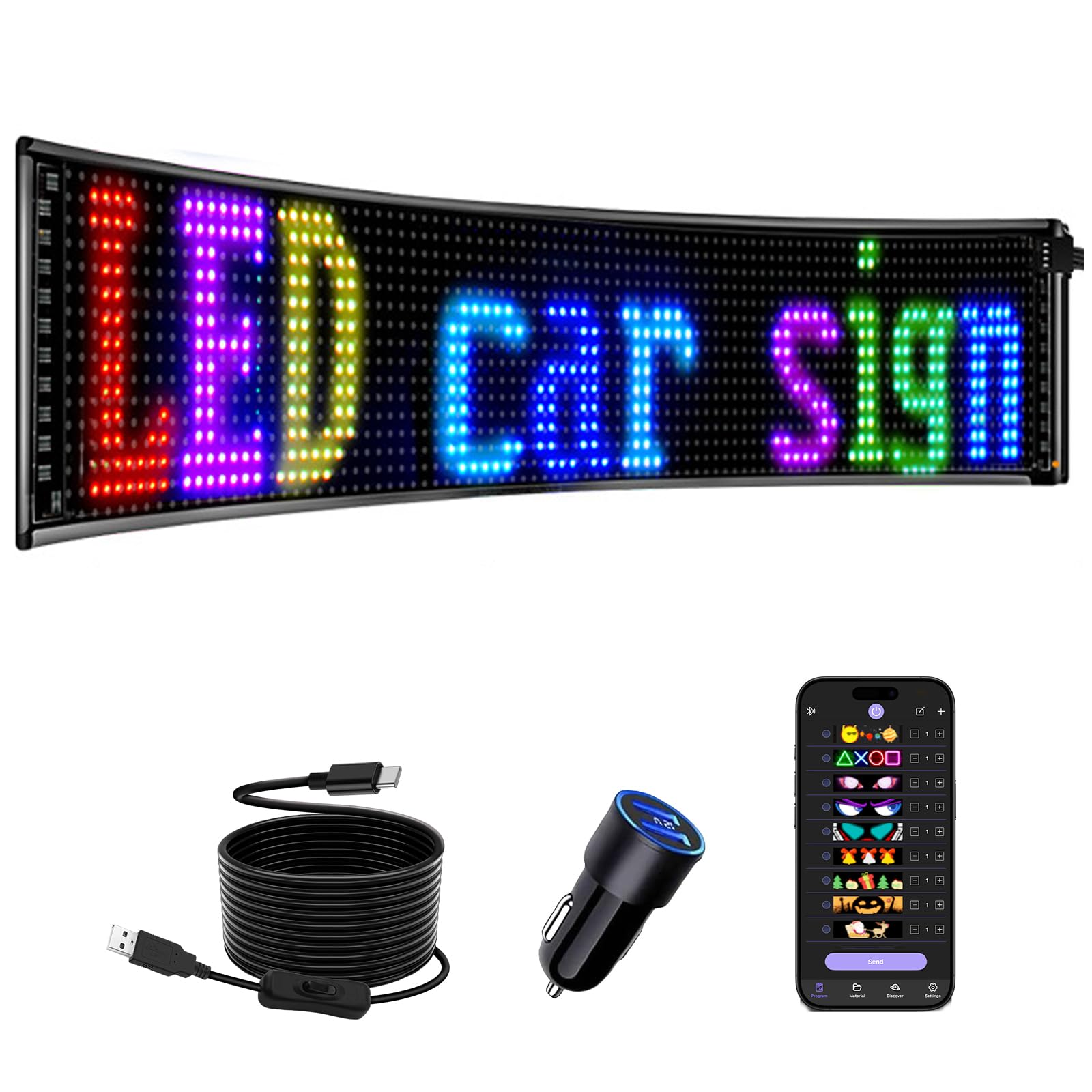 Multifunctional Bright 1PCS Devil Eyes for Semi Trucks Windshield - 58in x 8in [ Upgraded Chip Two Screens 100% Synchronized ] P