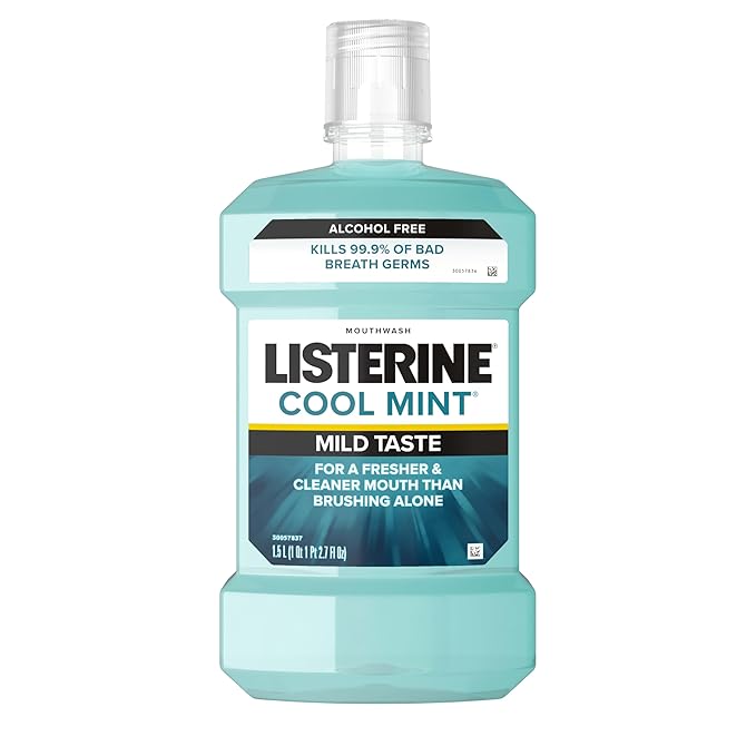 Listerine Total Care Anticavity Fluoride Mouthwash, 6 Benefits in 1 Oral Rinse Helps Kill 99% of Bad Breath Germs, Prevents Cavities, & Strengthens Teeth, Fresh Mint, 1 L, Pack of 1