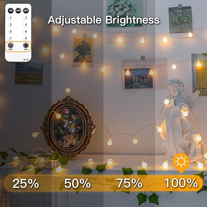 suddus String Lights for Bedroom, 99ft 300 Led Connectable Globe String Lights Indoor, Hanging Fairy Lights Plug in with Remote for Kids Room Dorm Classroom Outdoor Christmas Tree Decor, Warm White