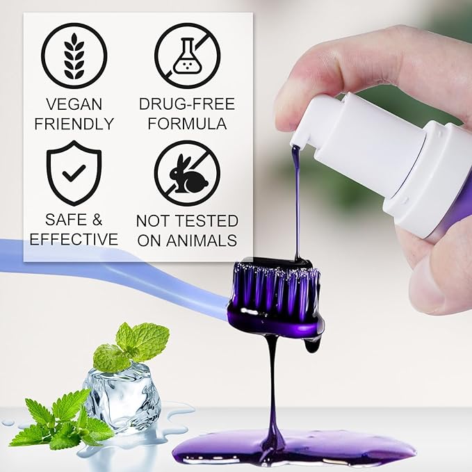 Purple Toothpaste, Teeth Whitening Colour Corrector Toothpaste for Teeth Whitening, Color Correcting Technology, Natural Removal Surface Stain