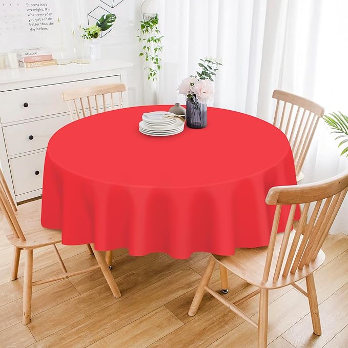 Mulbozy 2 Pcs Red Round Tablecloth, 84 inches Disposable Plastic Red Circle Table Covers for Baby Shower Wedding Bridal Shower Birthday Party Decorations