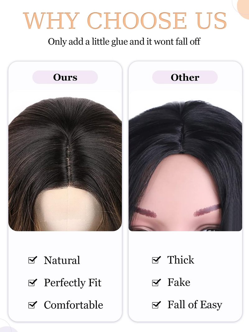 PANEWAY Hair Topper 20 Inch Synthetic Wavy Clip-In Topper for Daily Wear, Instant Volume & Length, Breathable for All-Day Comfort, Perfect for Thinning Hair (Brunette Brown Balayge with Dark Root)