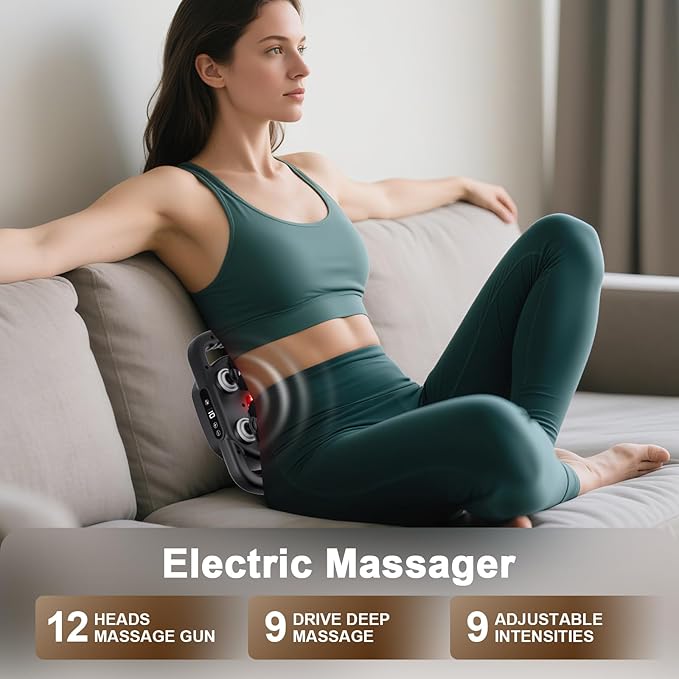 12 Head Massage Gun Deep Tissue with 9 Levels & 9 Modes,Electric Percussion Massager Tool for Back/Shoulder/Waist/Leg/Arm/Foot/Buttocks- Full Body Muscle Pain Relief, Ideal Gifts for Women/Men/Mom/Dad