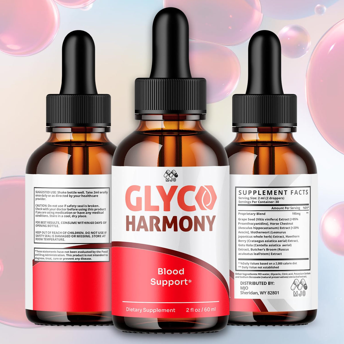 Glyco Harmony Drops, Official Glyco Harmony Liquid Supplement with All Natural Ingredients, GlycoHarmony Blood Support Maximum Strength Health and Wellness Vitamin Supplement (1 Bottle, 30 Servings)