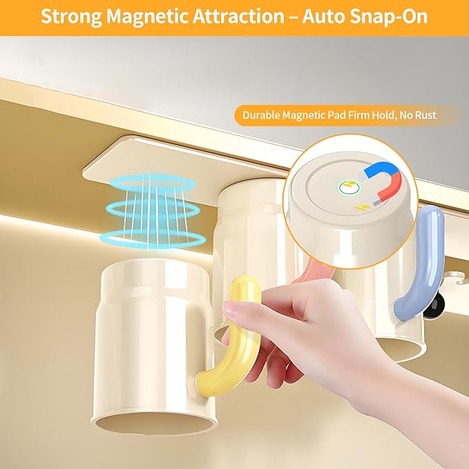 Inverted Magnetic Toothbrush Holder for Bathroom, Upside Down Toothbrush Cup Holder, with 2/3 Toothbrush Cups, No-Drill, Under-Cabinet Space-Saving, not Include Toothbrush (Two Cup)