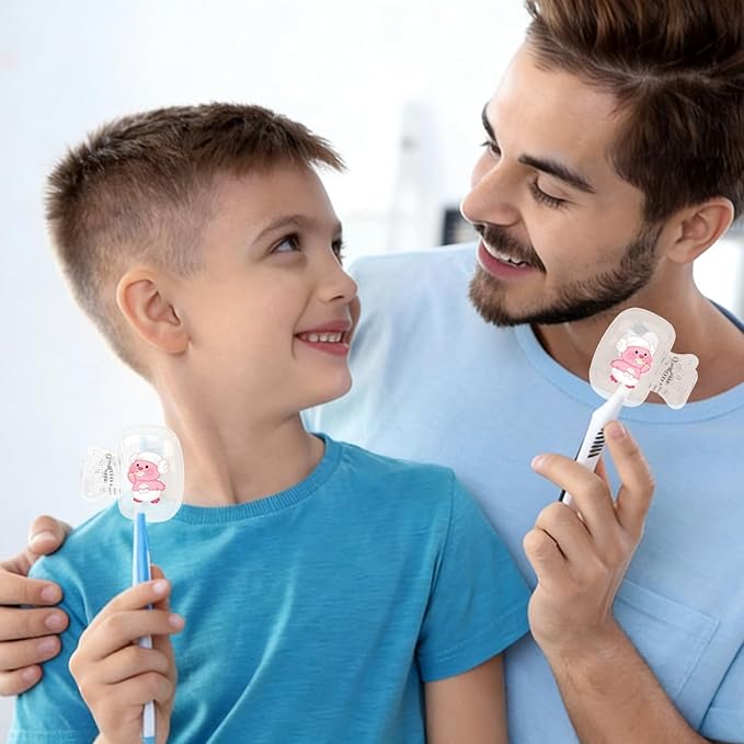 Upgrade Travel Toothbrush Head Covers Toothbrush Protector Cap Brush Pod Case Protective Portable Plastic Clip for Household Travel, Bathroom, School, Camping, Business (H, 2 Pack)