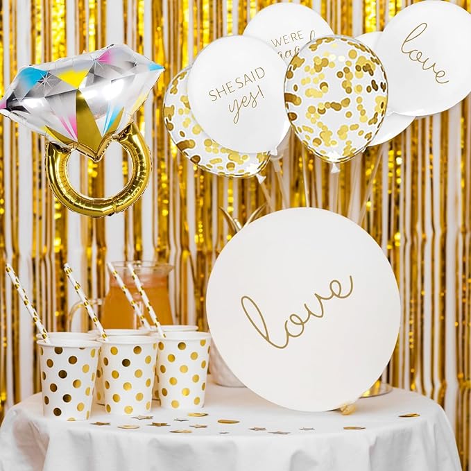 50Pcs Engagement Balloons, Engagement Party Decorations, He Asked balloons, She Said Yes Balloons, Gold Confetti Latex Balloon, Bridal Shower Engagement, Wedding Party Decoration