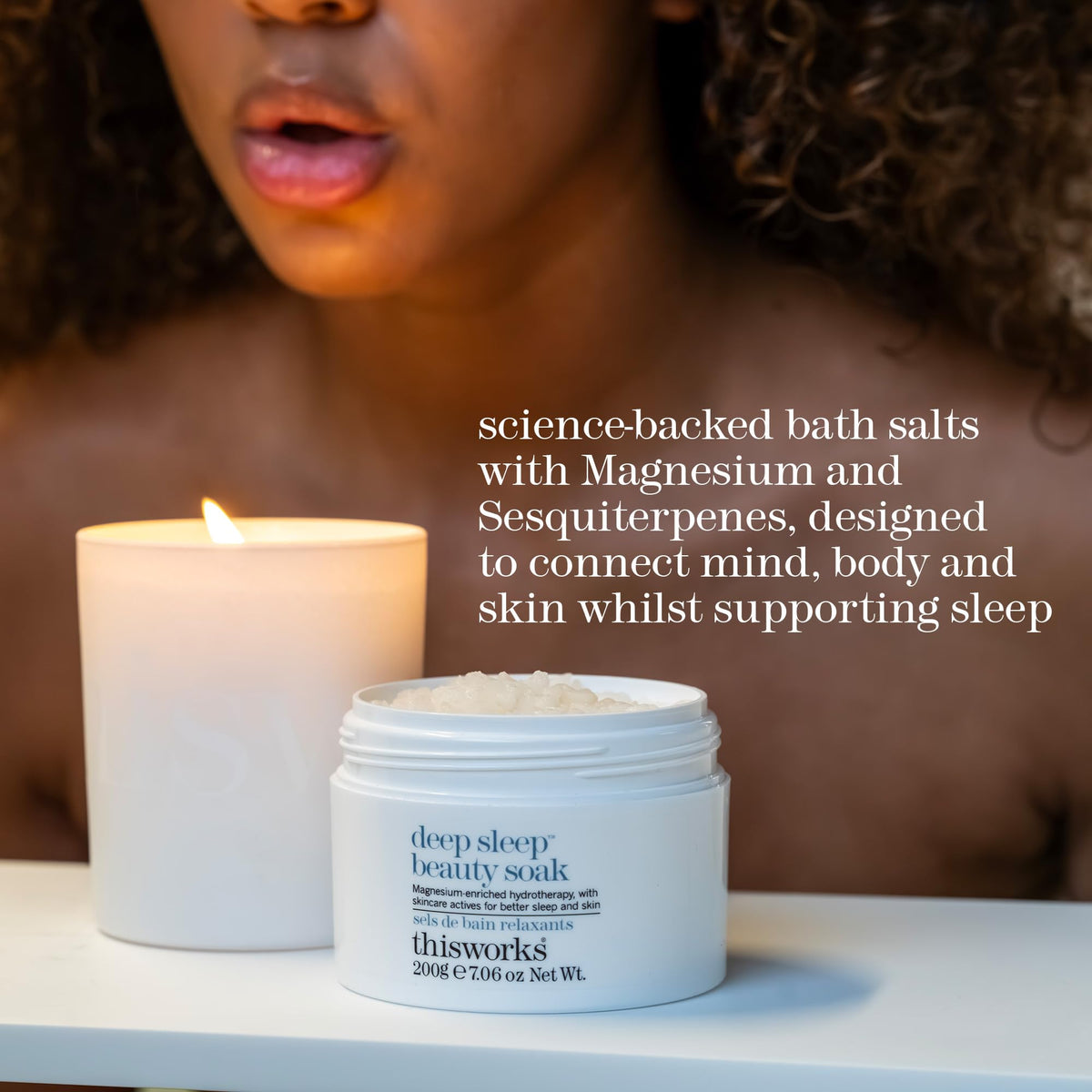 This Works Deep Sleep Beauty Bath Soak 200g - Luxury Bath Salts with Muscle Soothing Minerals Magnesium and Zinc, with Vitamin E for Brighter Skin