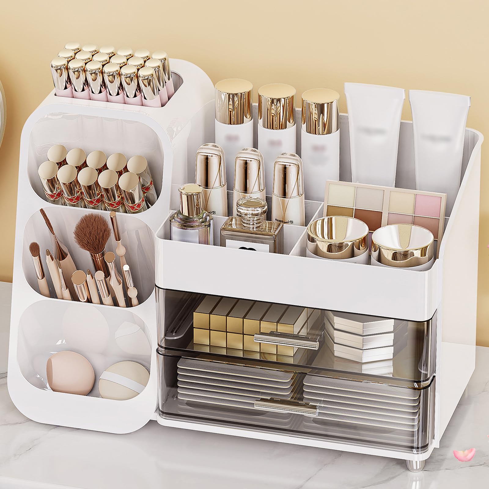 Anylady Large Capacity Makeup Organizer Countertop with Makeup Brush Holder for Vanity, Thickened Material, Bathroom Countertop Organizer Skin Care Perfumes Storage, Teen Girl Gifts for 13-25 Year