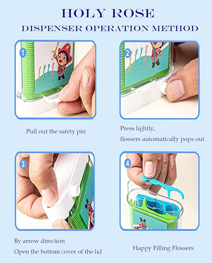 Kids Professional Dental Floss Picks Holy Rose Dental Flossers Dispenser 2Box Suitable for Teenagers,Children,Girls,Boys、Unflavored Floss Sticks,Neat,Hygienic