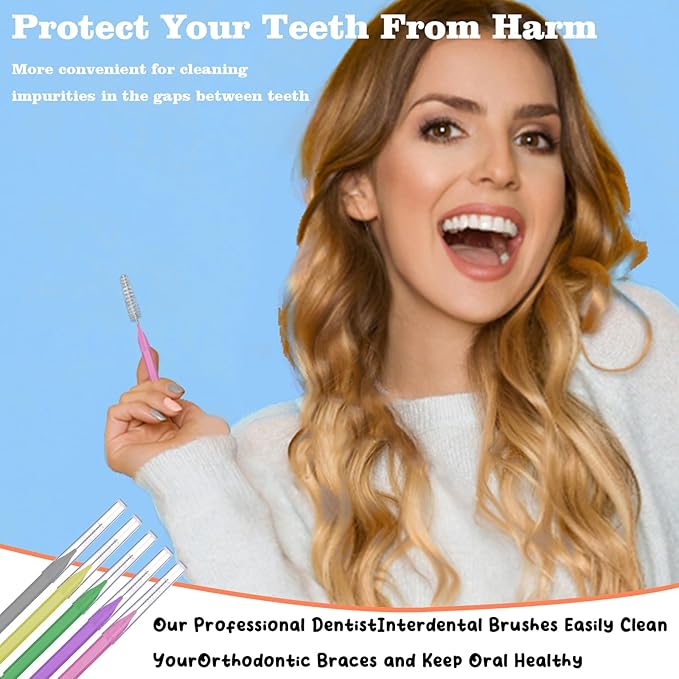 100 Pcs Braces Brush Flossers Interdental Brush Toothpick Dental Tooth Flossing Head Oral Dental Hygiene Flosser Soft Toothpick Tooth Cleaning Tools(Mixed Color)