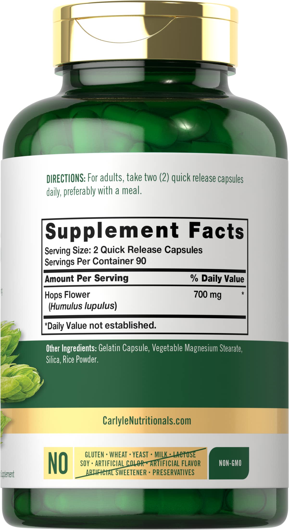 Carlyle Hops Supplement 700mg | 180 Capsules | Non-GMO & Gluten Free | Traditional Herb