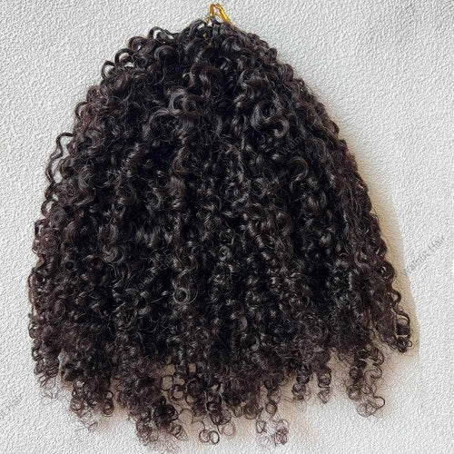 Knotless Pre Separated Crochet Human Hair Extensions Afro Kinky Curly Mongolian Virgin Braiding Hair Invisible Pre Looped Feather Braids Bundles For Black Women Walnut Hair 16inch 60g