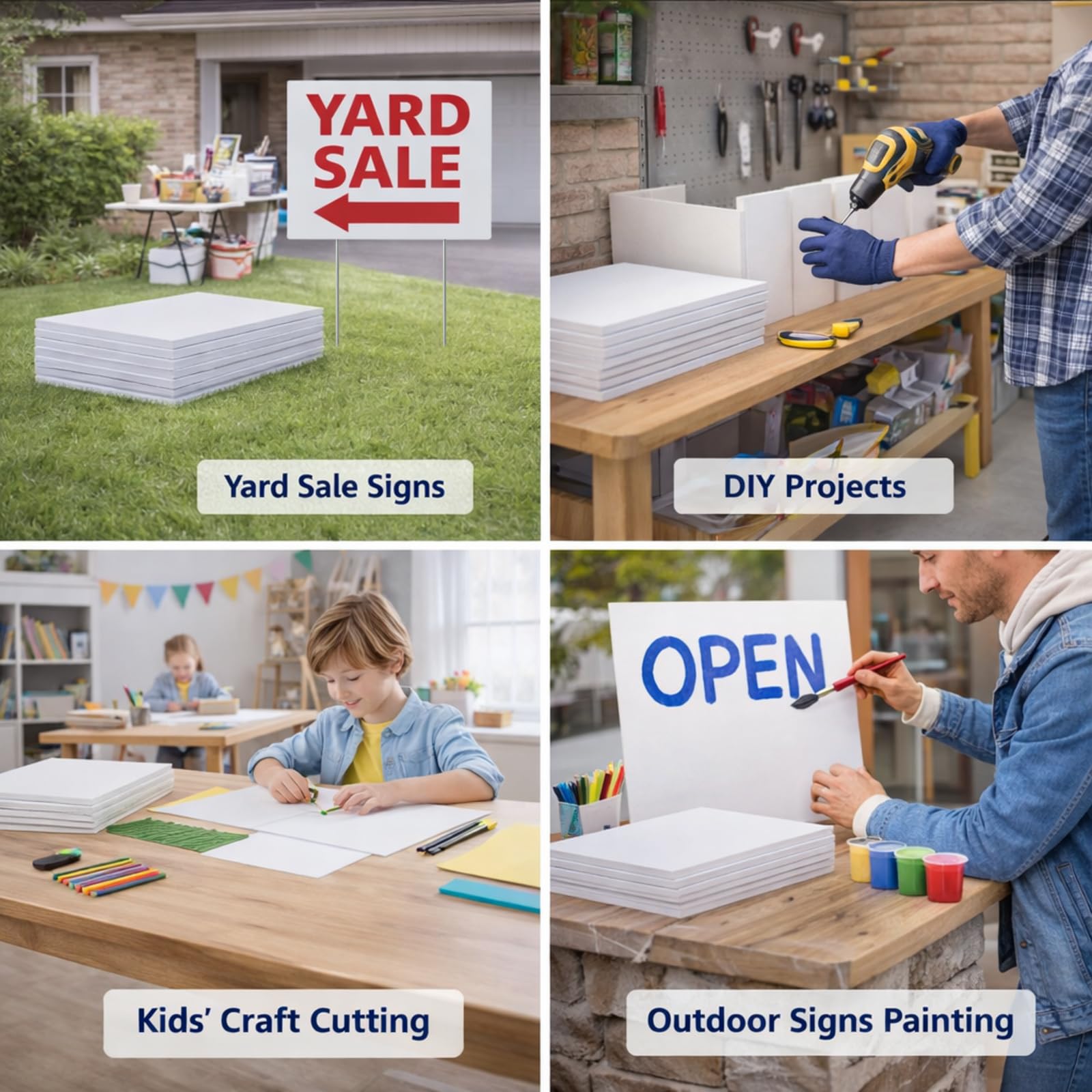 Patelai 12 Pcs 18 x 24 Inches Corrugated Plastic Sheet Corrugated Poster Board 4mm Thick Waterproof Blank Board Sheets Plastic Yard Sign for Garage Estate Sale, Rent, Indoor, Outdoor, Birthday (White)