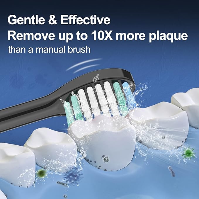 Replacement Toothbrush Heads 5 Pack Compatible with AquaSonic Black Series, Vibe Series, Black Series pro, and Duo Series Pro Electric Toothbrush, Black