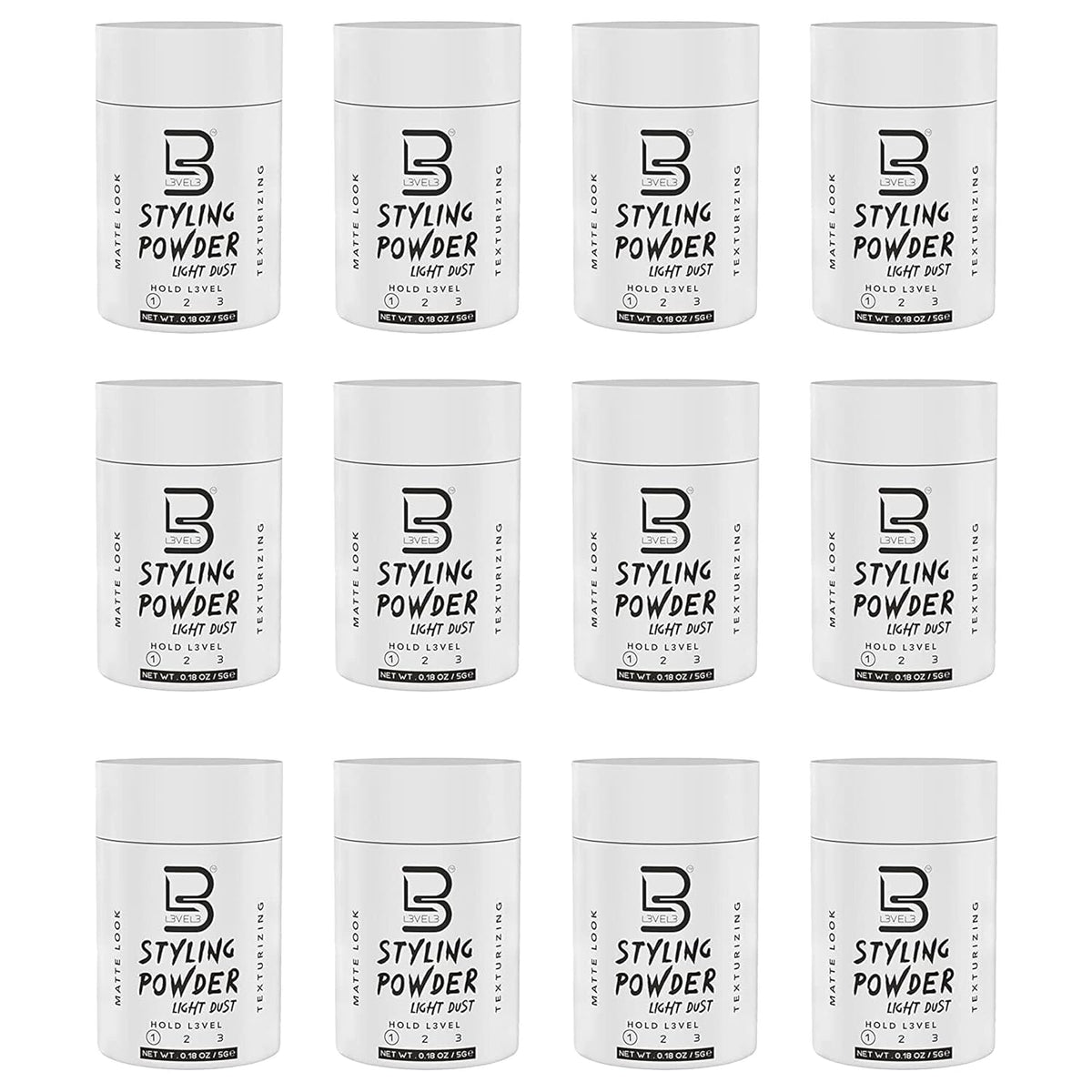 L3 Level 3 Travel Styling Powder - Small 0.18 oz for Travel - Natural Look Mens Powder - Sample Styling Powder (12, White)