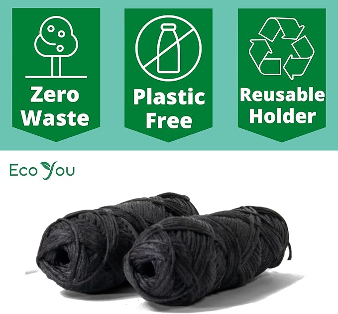 Bamboo Charcoal Dental Floss | Mint & Candelilla Wax | Vegan & Biodegradable (2 Refills Pack)