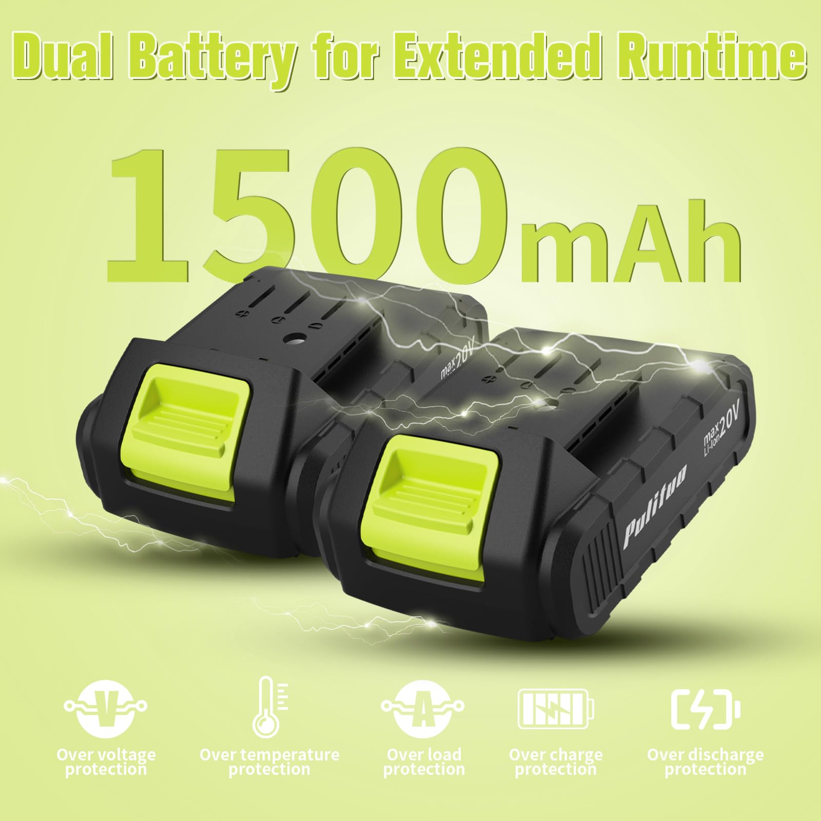 PULITUO'S 20V Cordless Drill/Driver, Electric Screwdriver - 2 Batteries, 30Nm, 21+1 Torque, 2 Speed, Keyless 3/8" Chase Drill with LED Light, Kit for Home (Green)