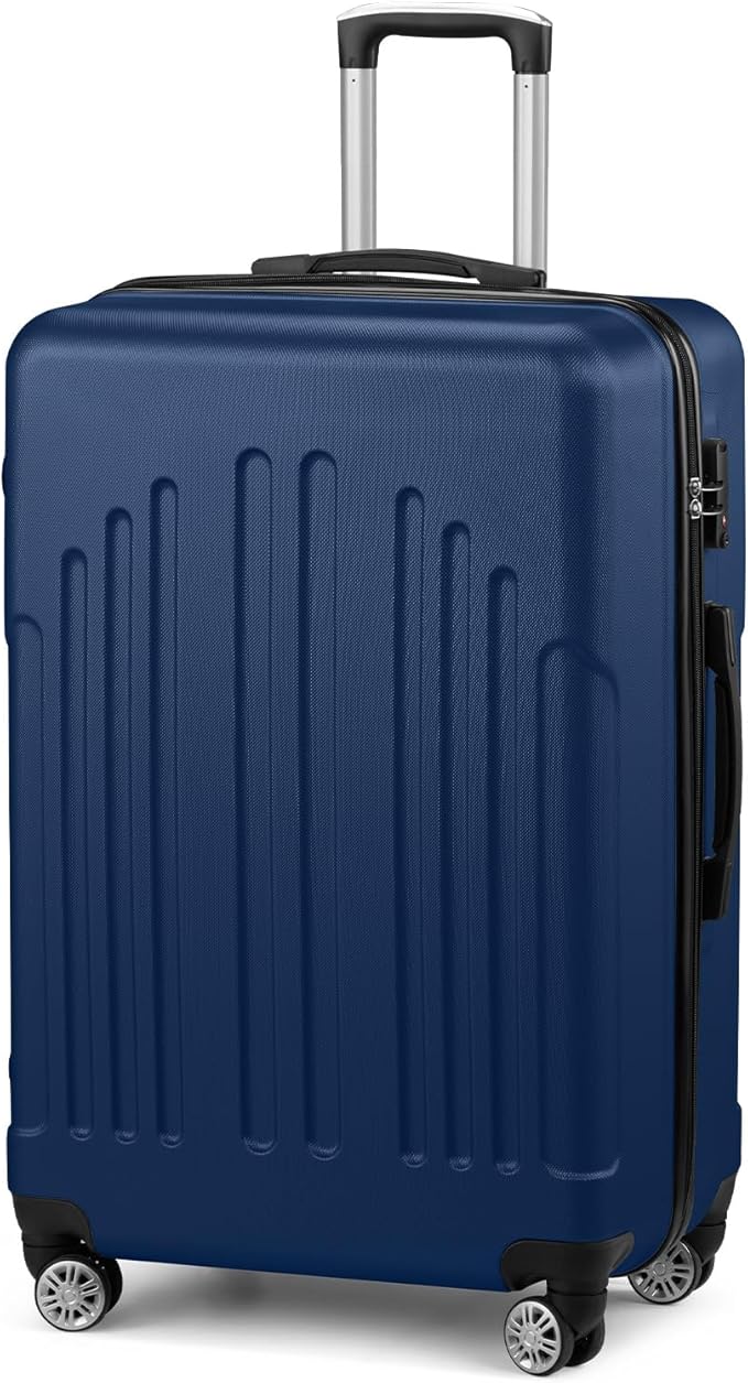 Karl home 28 Inch Check-in Luggage with Spinner Wheels, ABS Hardshell Checked Suitcase with TSA Lock, Durable Large Suitcase Rolling Luggage for Men Women, Navy Blue