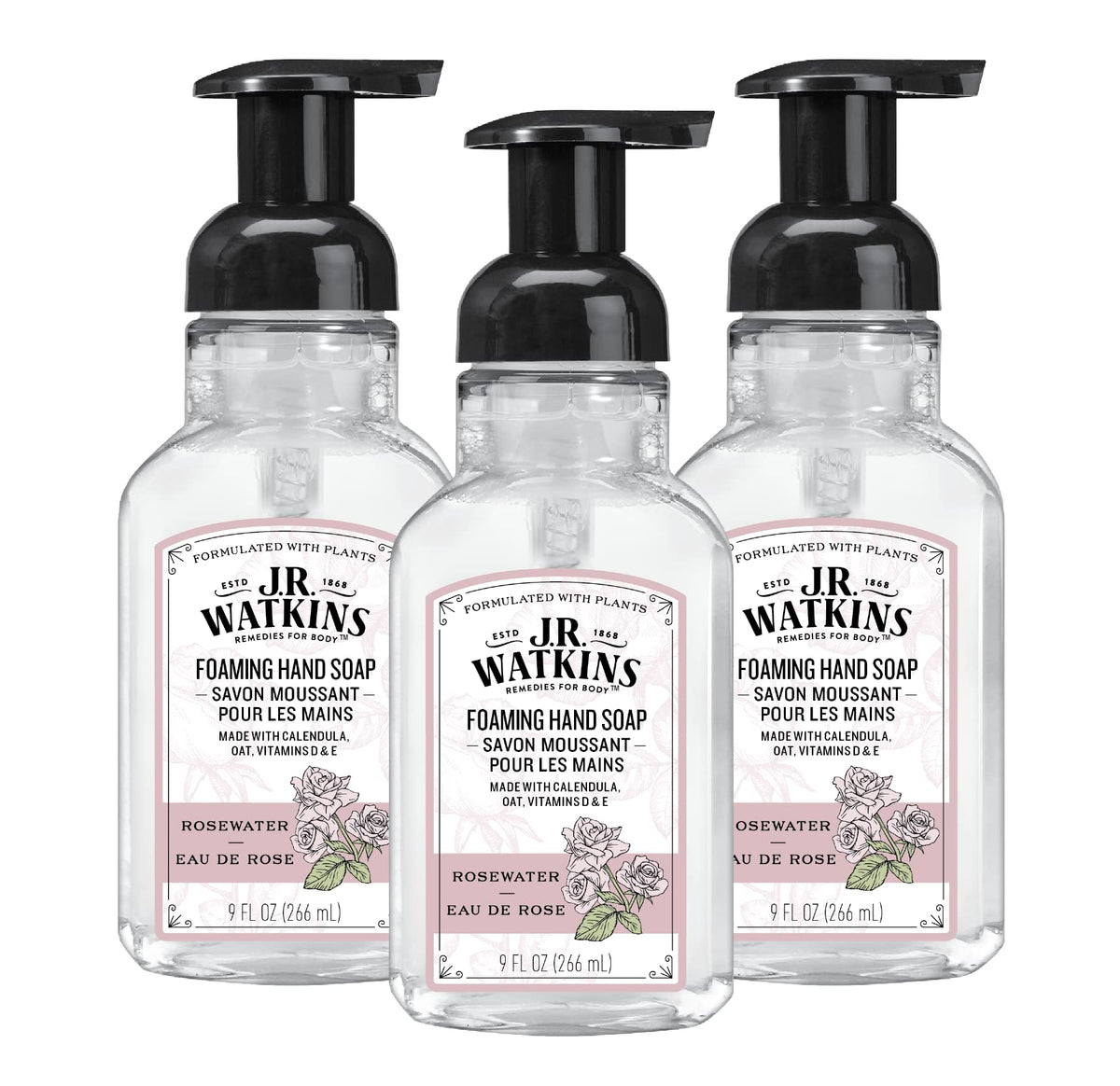 J.R. Watkins Foaming Hand Soap with Pump Dispenser, Moisturizing Foam Hand Wash, All Natural & Foaming Hand Soap with Pump Dispenser, Moisturizing Foam Hand Wash, All Natural