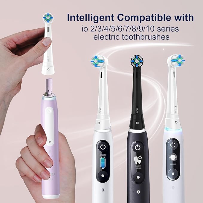 iO Replacement Heads Compatible with Oral B iO 2/3/4/5/6/7/8/9/10/Deep Clean Series Electric Toothbrush, Brush Heads Compatible with Oral B iO with Medium Bristles Care Your Teeth (12 Black)
