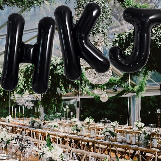 TONIFUL 40 Inch Large Black J Letter Balloons, Jumbo Helium Balloons for 2026 New Year Eve Graduation Wedding Baby Shower Birthday Party Anniversary Supplies Decorations