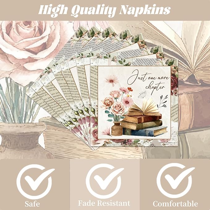Rakuto Book Themed Party Decorations, 96PCS Vintage Book Club Paper Plates and Napkins Birthday Decoration, Reading Library Bookworm Forks Decor Supplies for Birthday Baby Shower Serve 24