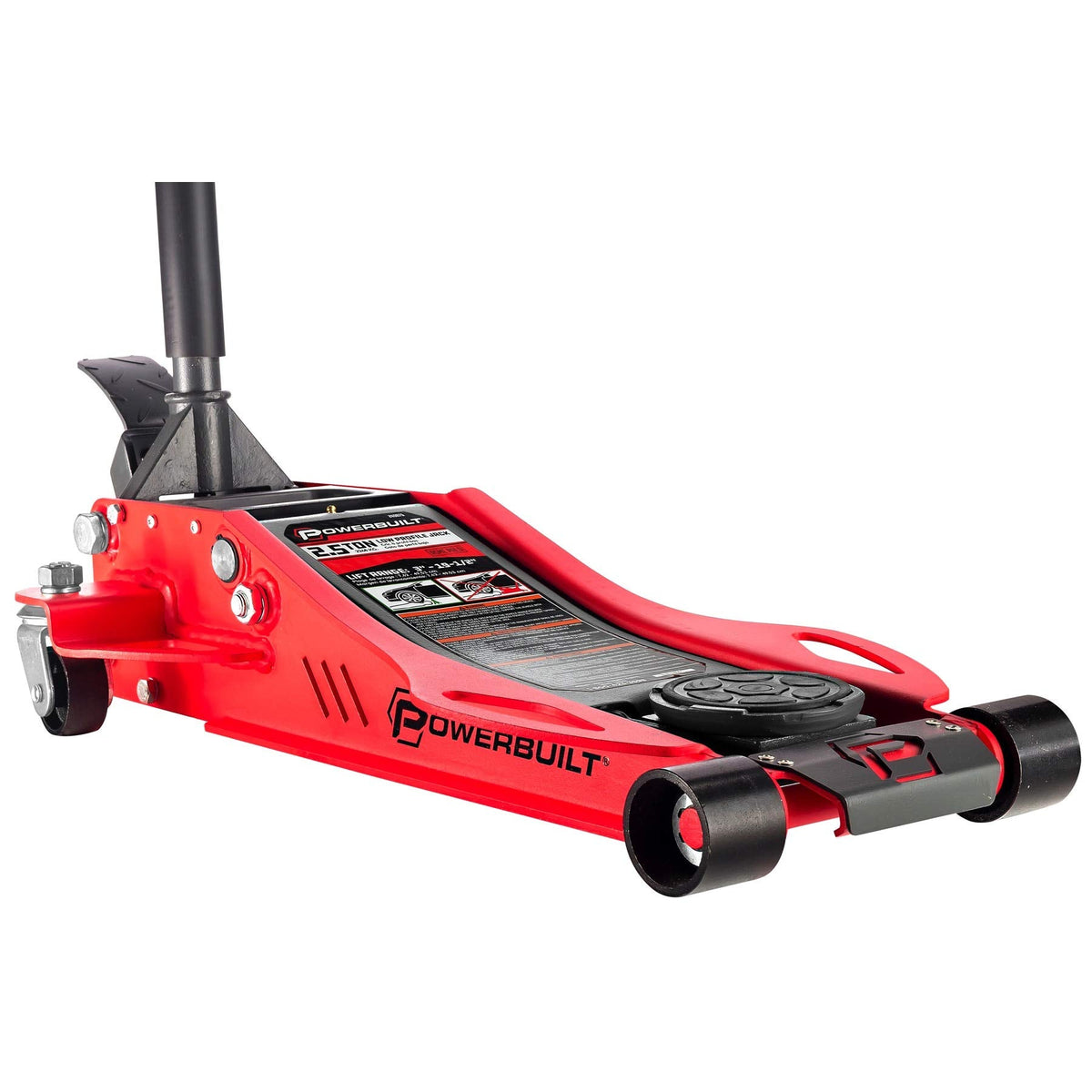 Powerbuilt 2.5 Ton Low Profile Fast Lift Floor Jack - Heavy Duty Dual Piston Quick Pump, 3 to 19.5 Lift Range for Cars, Trucks,