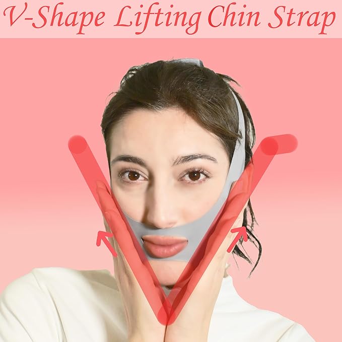 V Line Lifting Mask Chin Strap for Sleeping, Face Lifting Strap, Chin Strap, V Line Mask, Jawline Shaper, Jaw Strap, Double Chin Reducer, Face Lift Tape & Snoring Solution (Grey)