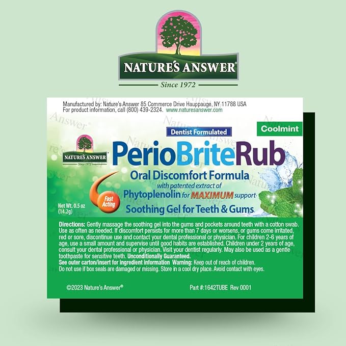 Nature's Answer Periorub Topical Rub, 0.5 oz (Pack of 2) | Dentist Formulated Soothing Gel for Teeth and Gums