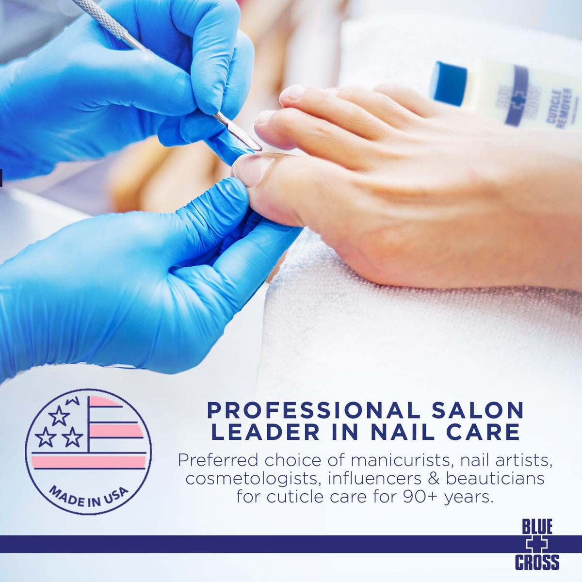 Cuticle Remover & Softener Liquid for Nails – Blue Cross Professional Nail Care with Lanolin, Hydrating Treatment for Dry Cuticles & Hangnails, Made in USA, 6oz