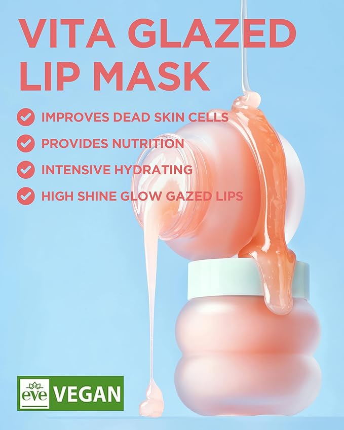 TOCOBO Vita Glazed Lip Mask – Korean Vegan Lip Scrub & Overnight Exfoliating Treatment for Dry, Chapped Lips – Hydrating, Plumping, Smoothing – Glazed Balm Texture, Non-Sticky, 0.68oz