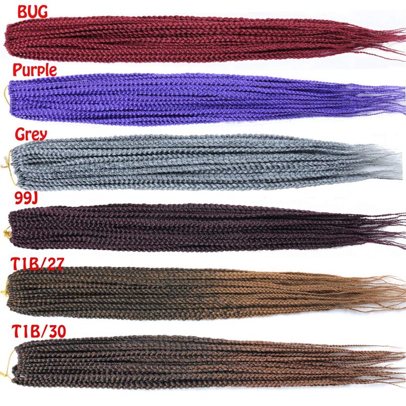 Mayloss 6 Packs/Lot (14/18/24/30) inch 1cm 20 Strands/Pack Thin 3X Box Braid Crochet Hair Extensionin Diameter 3X Synthetic Braid Hair Extensions Crochet Braids Hair Color(30Inch T1B/27)