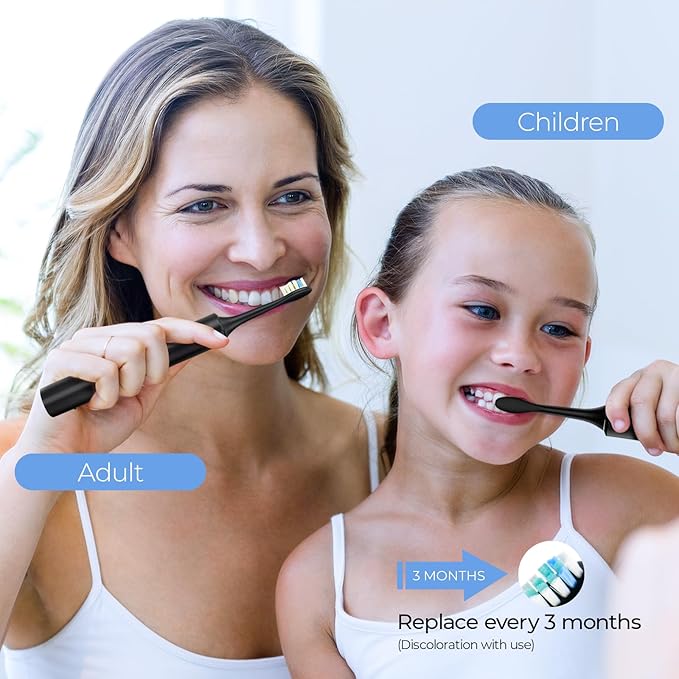 Sonic Electric Toothbrush for Adults - 5 Modes Power Sonic Rechargeable Black Electric Toothbrush with 8 Brush Heads