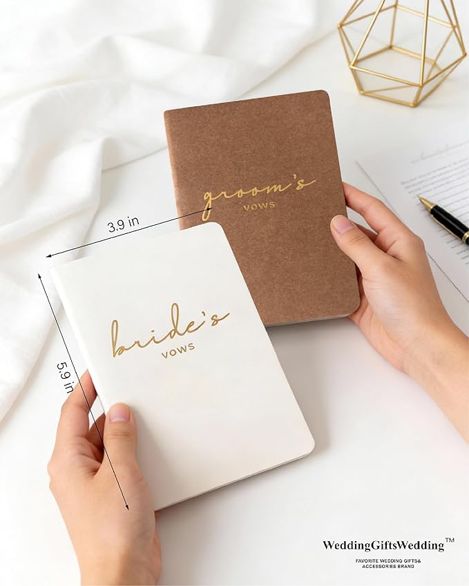 Vow Books for Bride and Groom, His and Hers Vow Books for Wedding-Soft Touch Gold Foil Engraving, Engagement | Wedding Essentials