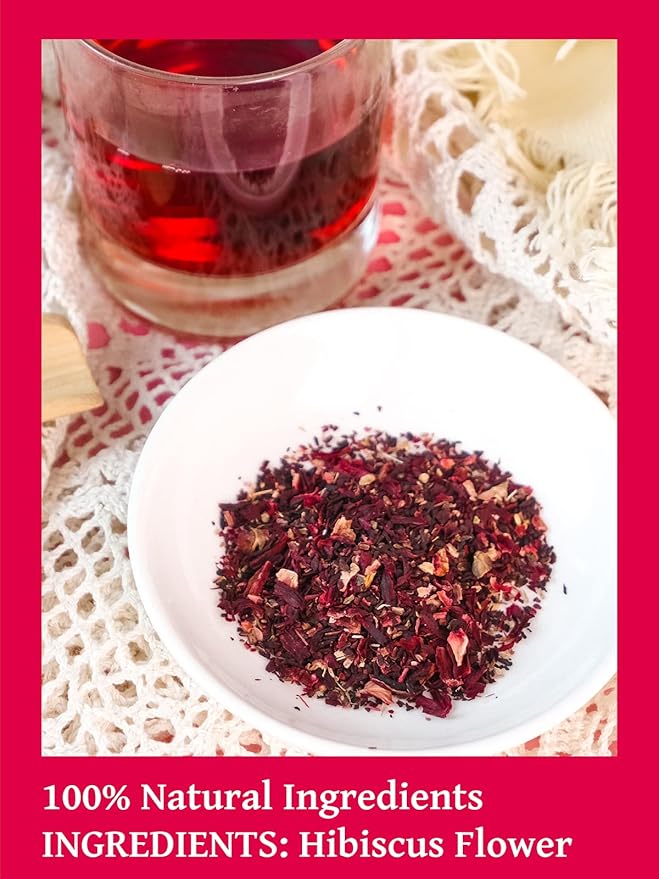 TeeLux Hibiscus Tea Bags, Natural Hibiscus Flowers Herbal Tea, Caffeine Free, Refreshing Tart Flavor, Hot & Iced Tea, 100 Count