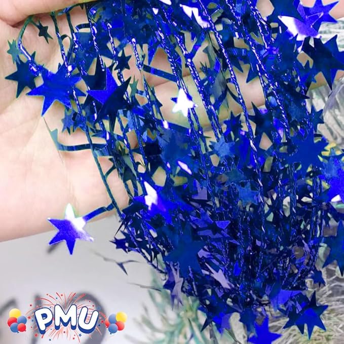 PMU 25 Ft Star Wire Shiny Garland Royal Blue - Halloween, Christmas Party, Wedding, Birthday, Festive Home Decoration Ornament Royal Blue