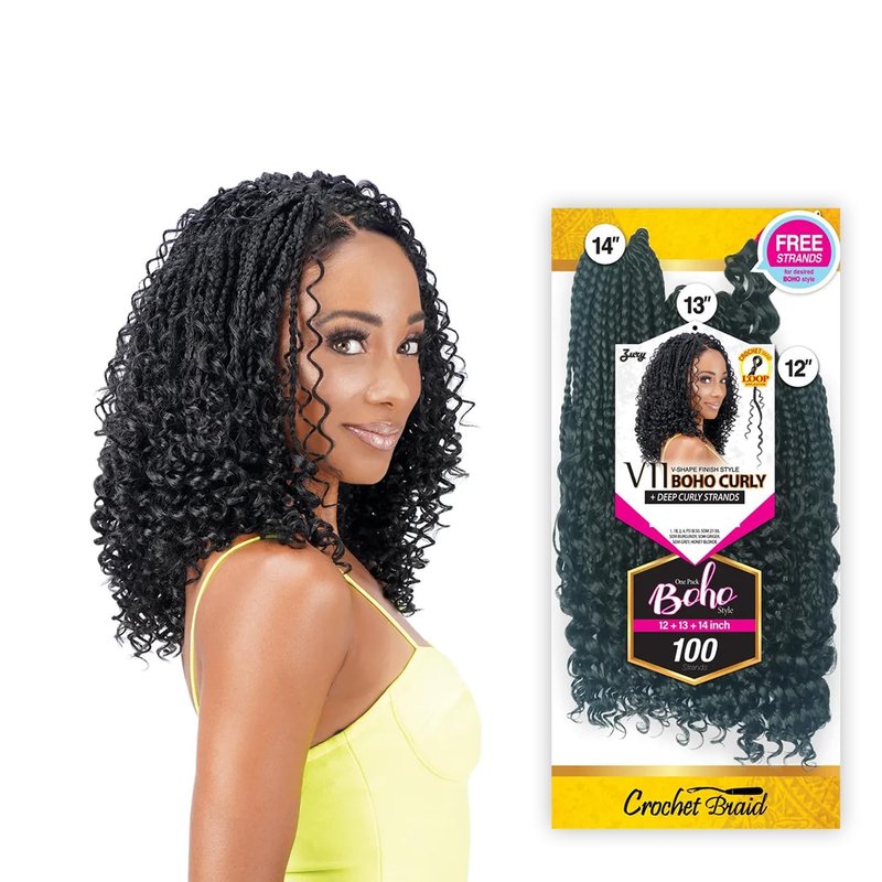 Royal Zury Crochet Briad V-shape Finish Style V11 Boho Curly (12"+13"+14") (SOM 27/30)