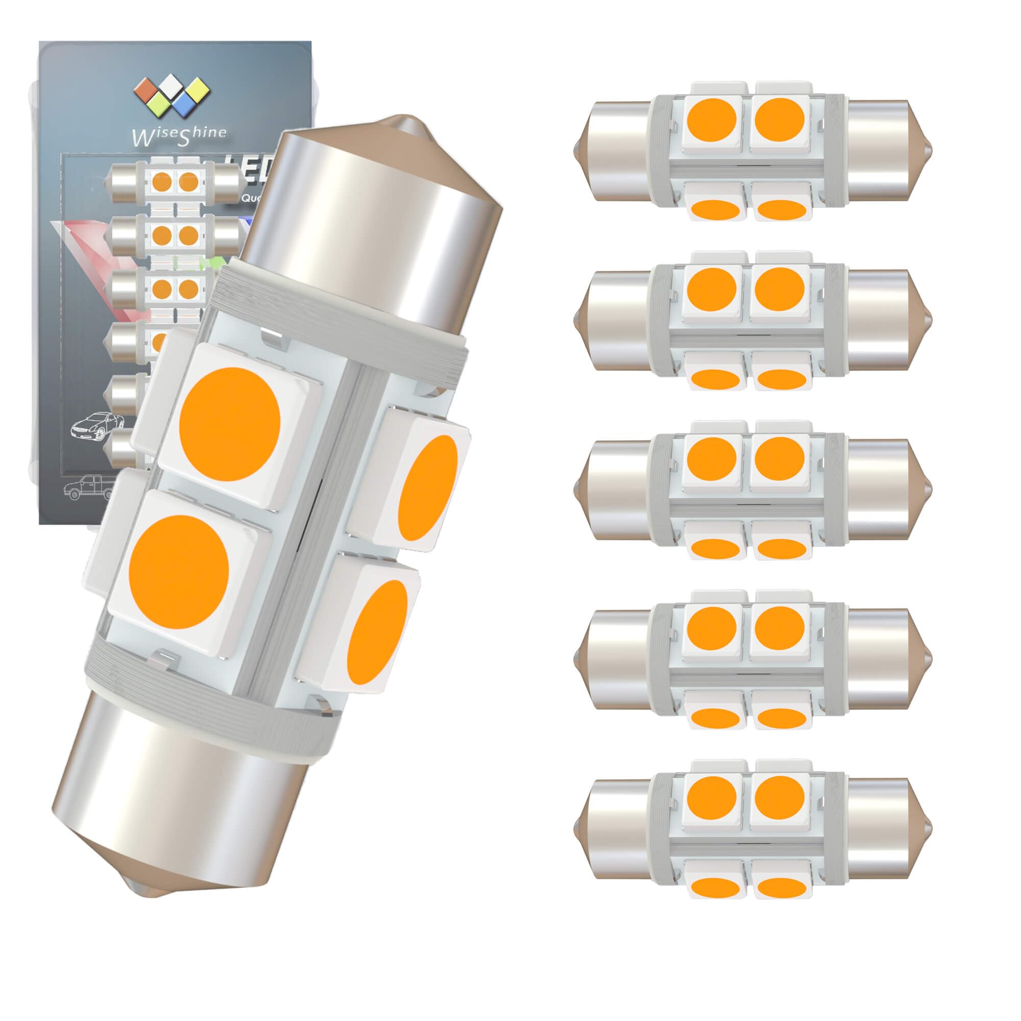 Wiseshine DC 24V 31mm DE3175 LED Festoon Bulb DE3022 LED Bulbs Gold Amber for Truck Interior Dome Door Trunk Lights (Pack 6)