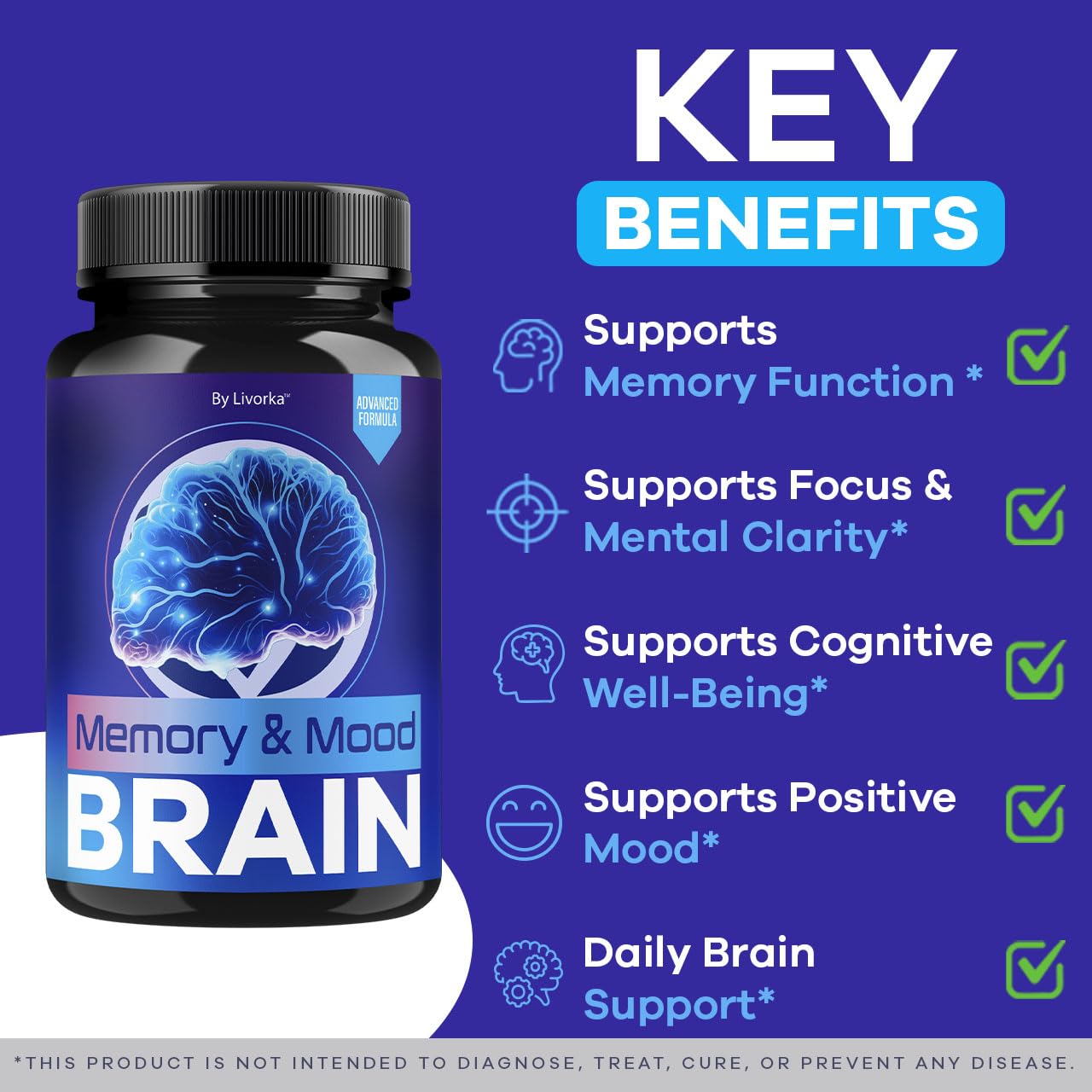 (3 Pack) Memory Mood and Brain Capsules - Official Daily Support Brain Health Supplement Pills Advanced Formula, Memory & Mood Brain & Memory Focus Reviews, 180 Capsules for 3 Months