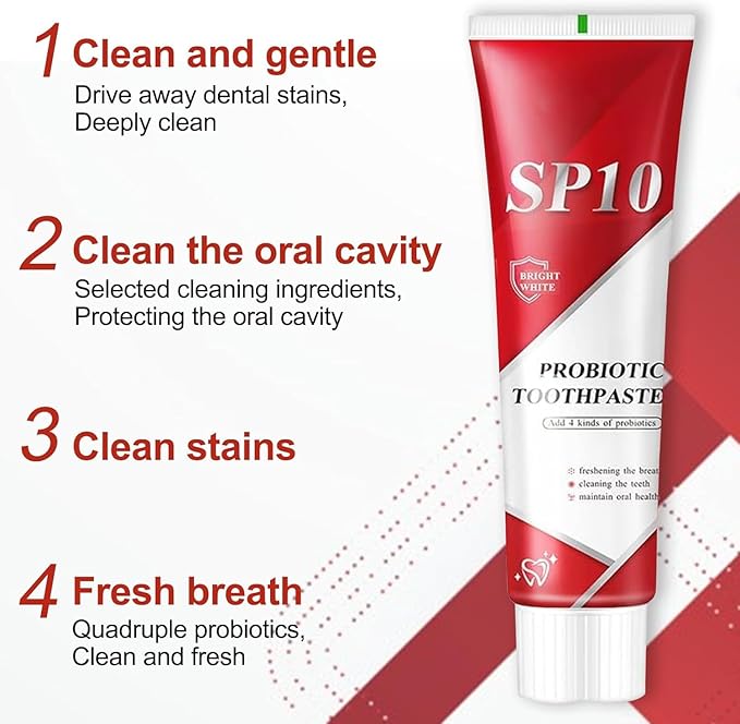 2PC SP-10 Probiotic Whitening Toothpaste – Fresh Breath, Deep Cleaning, Stain Removal– Natural Formula