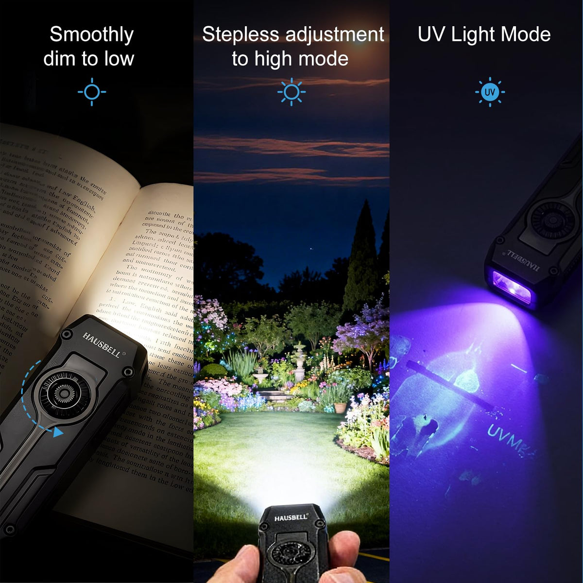 Flat EDC Rechargeable Tactical Flashlight, UV Magnetic Small Work light
