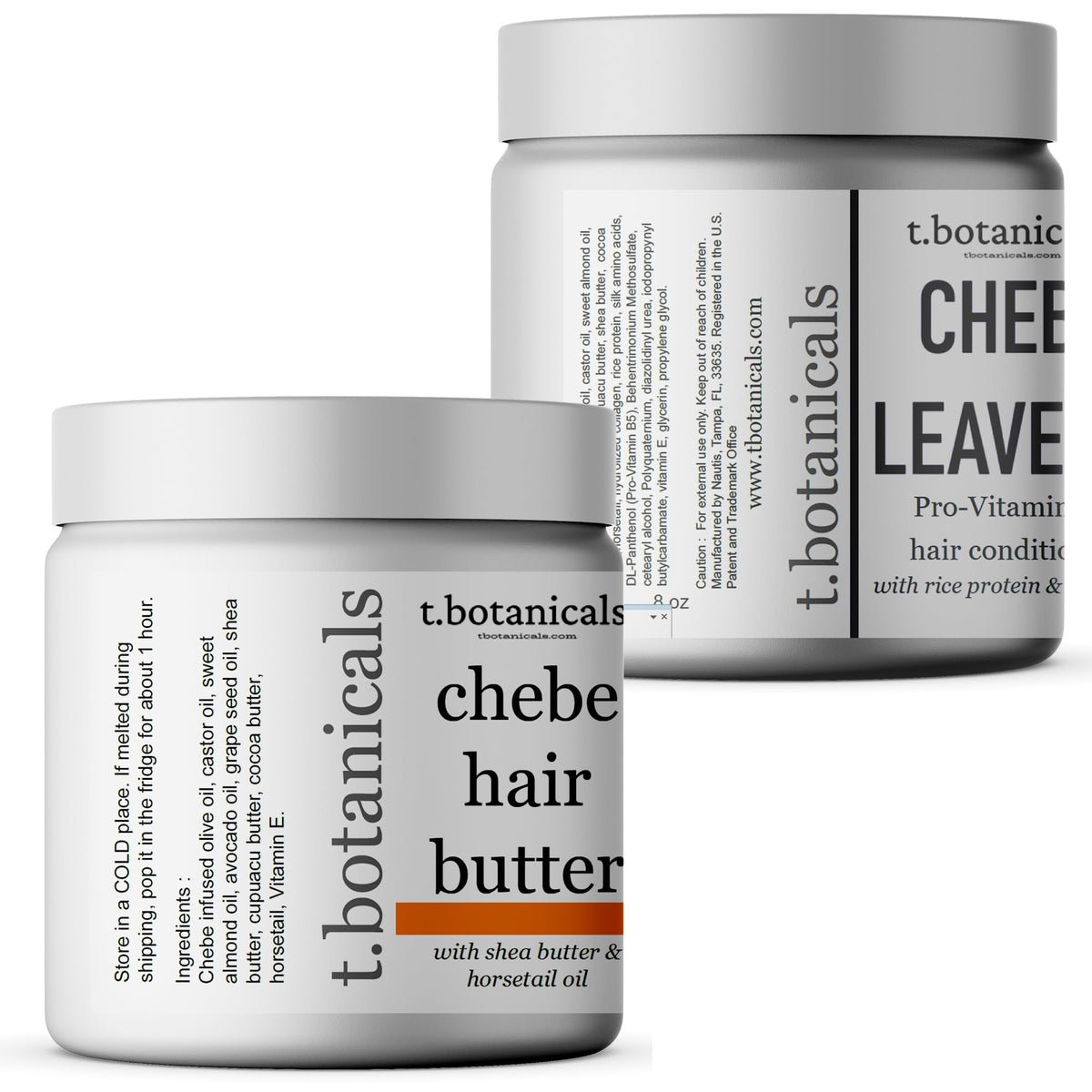 Chebe Butter and Leave In Conditioner Set for Lustrous Locks - Promote Longer, Stronger Hair Growth, Thickening and Eliminate Breakage with Infused Chebe Powder (Lavender, 8 oz each)