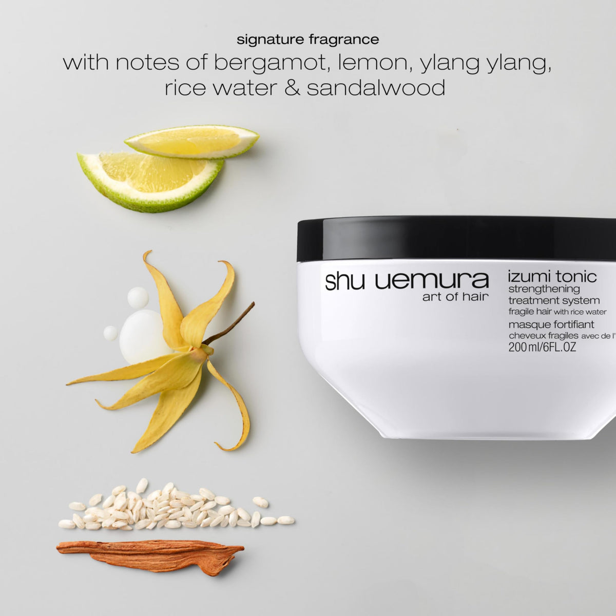 Shu Uemura art of hair Izumi Tonic Strengthening & Thickening Rice Water Hair Mask, Nourishes and Repairs Damaged Strands, Smooths and Adds Shine, With Japanese Rice Water, 6 Fl Oz