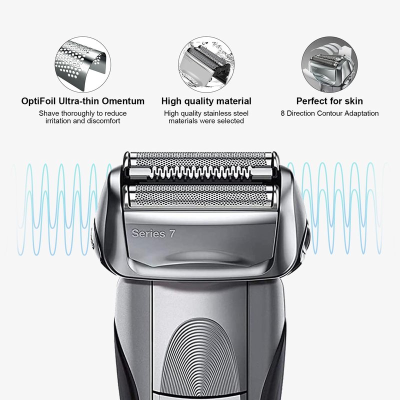 HONGNAL 3Pack 70S Series 7 Replacement Head for Braun Series 7 Foil Shaver Replacement Heads Compatible Braun Series 7 Replacement Compatible with Series 7 Shavers 70s 720,750CC, 760CC,790CC,9565