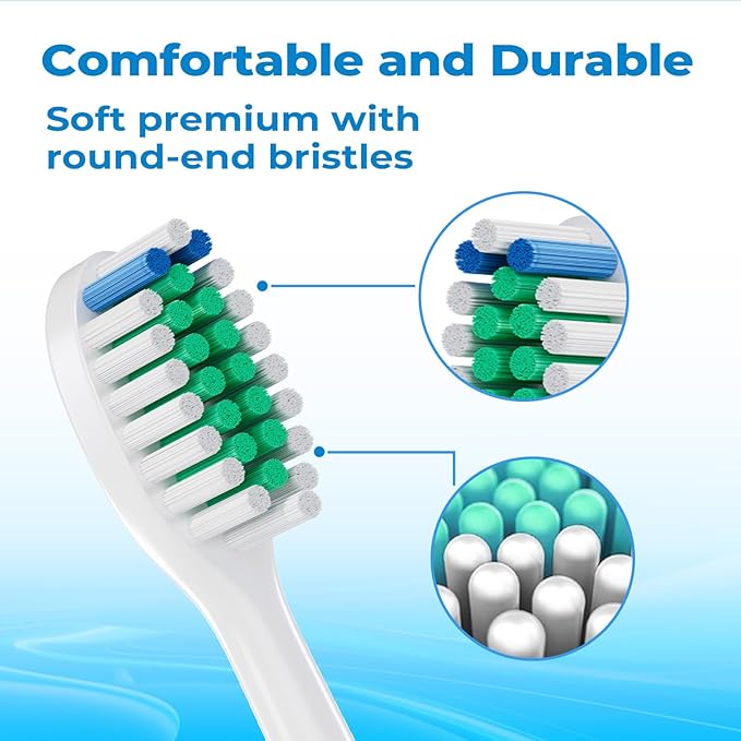 LDHUT Replacement Toothbrush Heads for Philips Sonicare, Electric Toothbrush Head C1 Compatible with 1100/4100/5100/5300/6100/7500/9300 and More Click-on Handles, 12 Pack