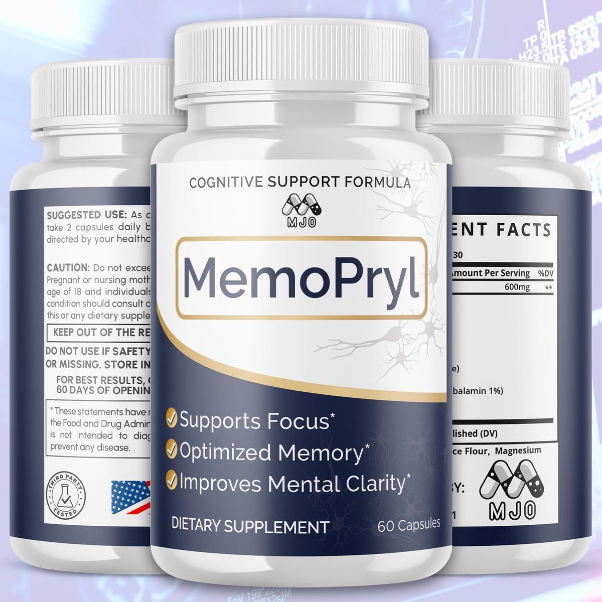 (3 Pack) Memopryl Brain Capsules, Official Memopryl Pills with All Natural Ingredients, Advanced Formula Memo Pryl Health and Wellness Support Pills with Maximum Strength Multivitamins (180 Capsules)