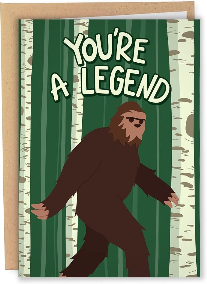 Sleazy Greetings Funny Happy Father's Day Card From Kids Daughter Son | Sasquatch Bigfoot Birthday Card For Dad | Dirty Adult Friend Bday Card with Envelope