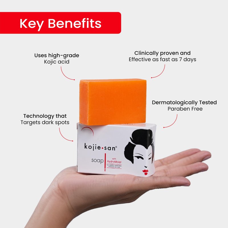 Kojie San Face & Body Skin Brightening Shower 9pc Set - the Original Kojic Acid Soap that Helps Reduce Dark Spots 6 x 135g Bars, Soap Dish and Facial Cleansing Brush…