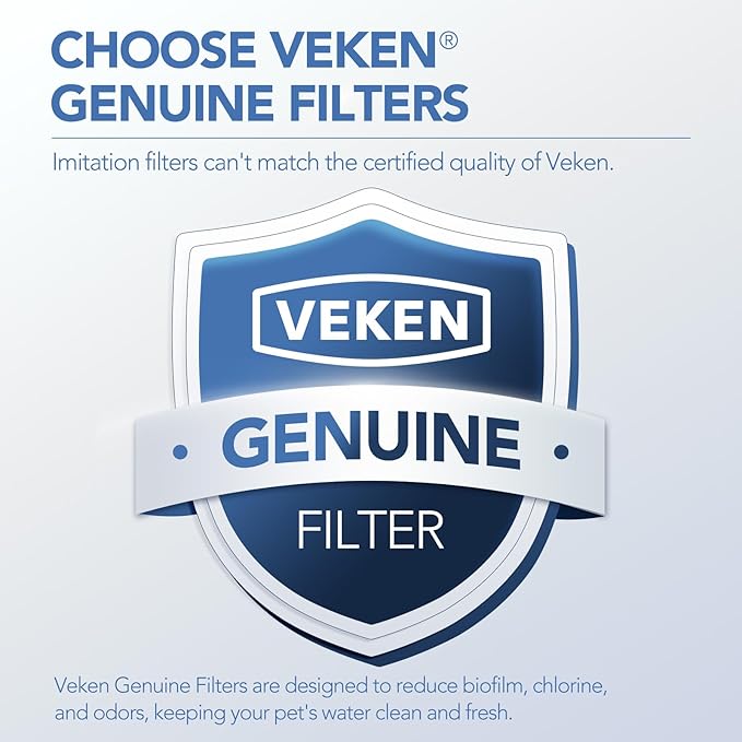 Veken Cat Water Fountain Filters, 8 Pack Replacement Filters & 8 Pack Replacement Pre-Filter Sponges Set for 50oz, 84oz, 95oz Automatic Pet Fountain Dog Water Dispenser